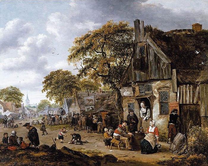 Salomon Rombouts A Village Street Scene oil painting picture